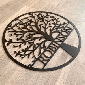 BEVUVA Personalized Tree Of Life Metal Wall Sign - Custom Number Of Kids, Family Wall Decor For Living Room Or Bedroom - View #2