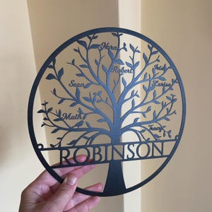 BEVUVA Personalized Tree Of Life Metal Wall Sign - Custom Number Of Kids, Family Wall Decor For Living Room Or Bedroom - View #7