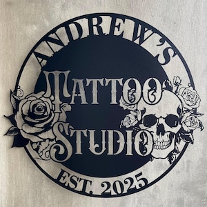 Tattoo Studio Sign – Personalized Name Sign Custom Tattoo Sign Gift for Tattoo Artist - Name Plaque, Tattooist Business Sign, Metal Wall Art