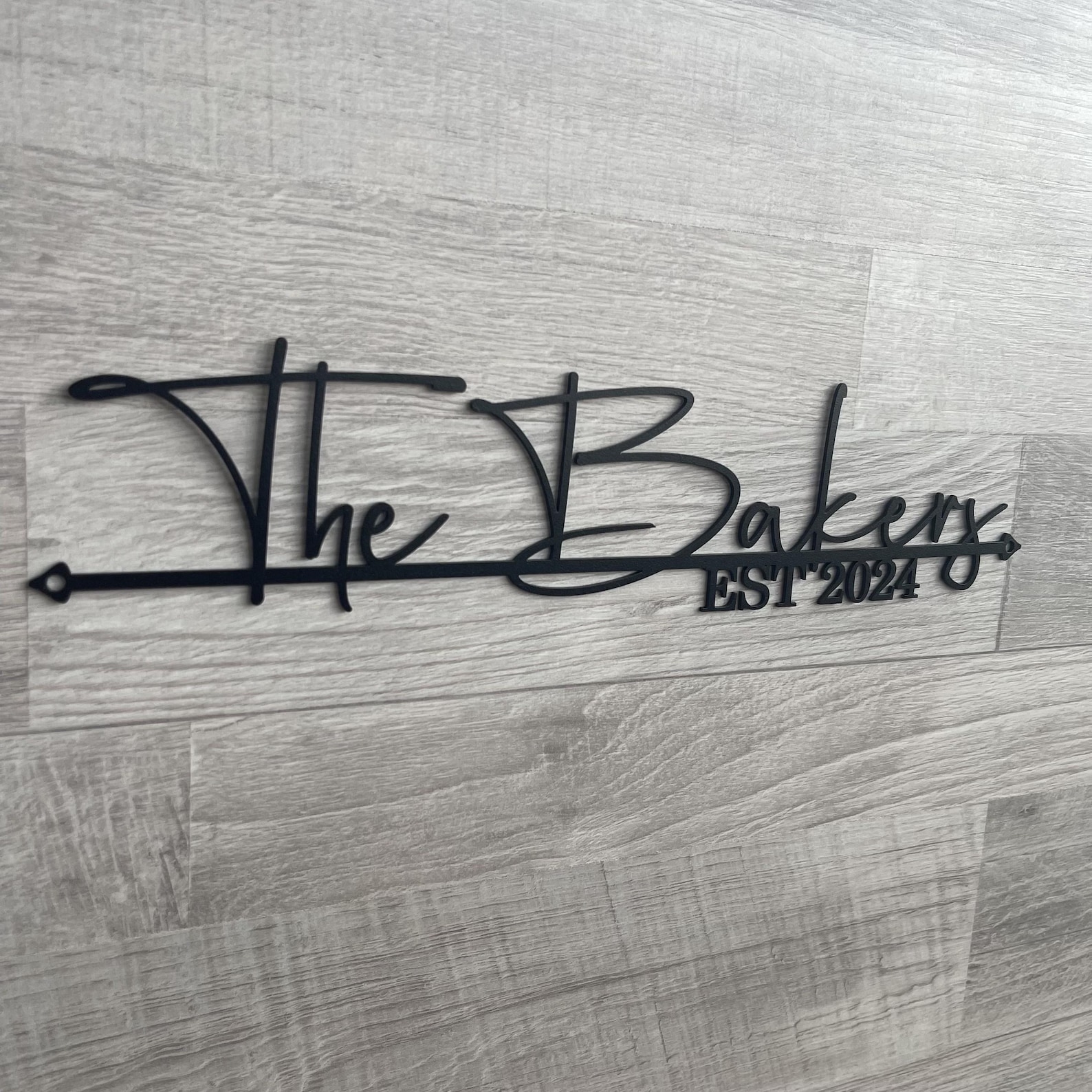 Custom Last Name Metal Sign, Personalized Family Sign with Established Year, Wall Art Decoration - Black, 30"x7.1" (76cmx19cm)