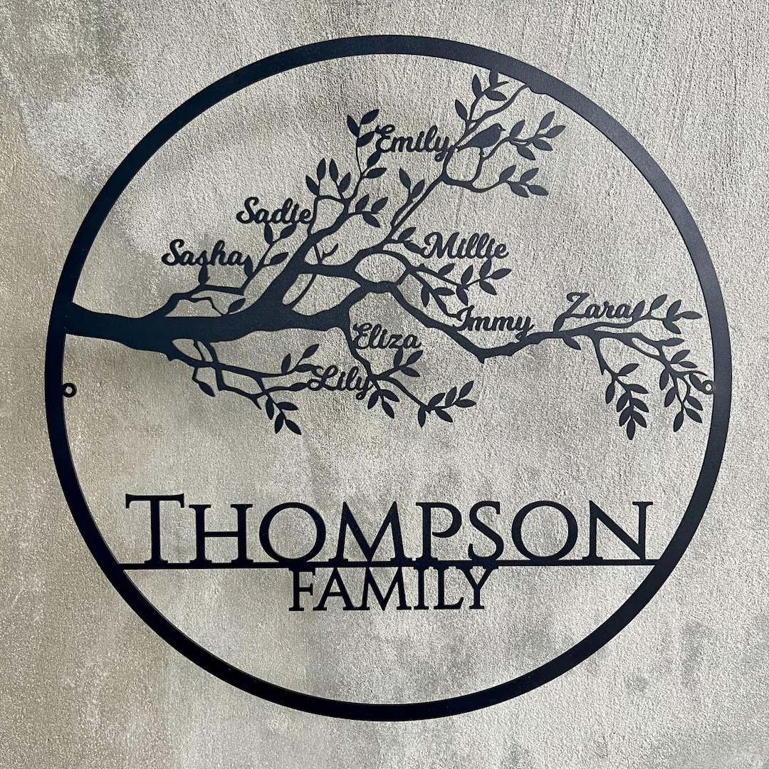 Personalized Tree of Life Metal Sign With Last Name and Family Names - Etsy