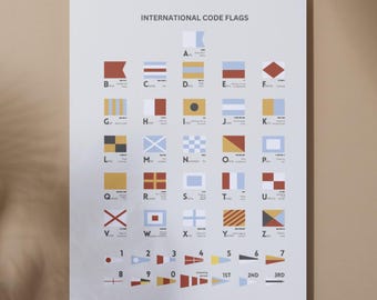 Nautical Alphabet with Morse Code, Flags Print I Maritime decor I Gift for sailor
