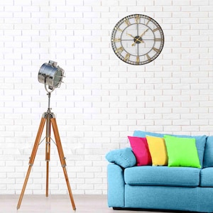 Modern LED Arc FLOOR LAMP For Living Room And Office - Adjustable Height, Industrial Spotlight With Metal And Wood - Stylish Corner Lighting