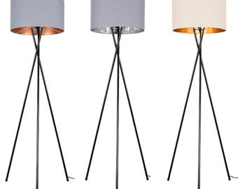 Modern Black Metal Tripod Floor Lamp – LED Spotlight, Industrial Style Home Decor