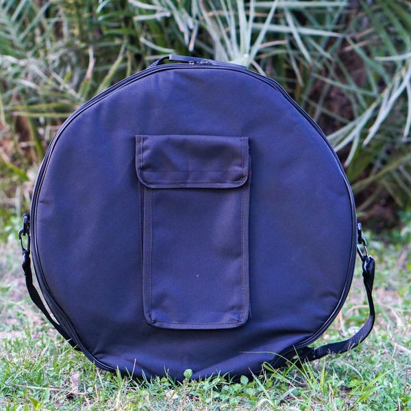 Cordura Shaman Drum Bag: Padded Bodhran Case, Backpack Style Black