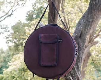 Handmade Shamanic Drum bag, Padded Bodhran Case With Backpack Straps, Cotton Fabric