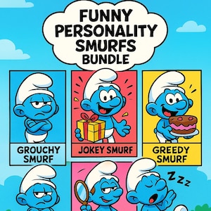 Funny Smurfs Bundle | 3D Printable STL Files | Digital Download | Cartoon Smurfs Figurines | Fun Smurf Models for 3D Printing