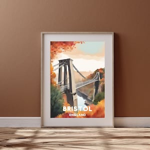 Bristol Reise Kunst, druckbares Bristol City Poster, England Geschenk, Digital Download, Hochzeitsgeschenk, Aquarell Herbst Design | DE012
