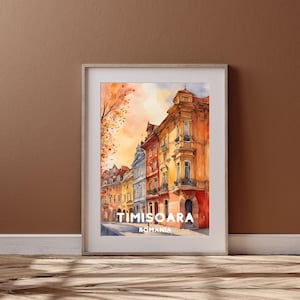 Timisoara Stadt Travel Art, druckbare Timisoara Stadt Poster, Rumänien Geschenk, Digital Download, Hochzeitsgeschenk, druckbare Aquarell Herbst Design