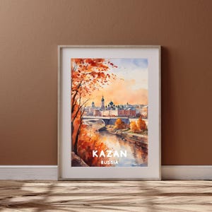 Kazan City Travel Art, Printable Kazan City Poster, Russia Gift, Digital Download, Wedding Gift, Printable Watercolor Autumn Design