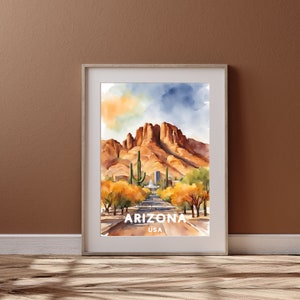 Arizona Travel Art, Printable Arizona City Poster, America Gift, Digital Download, Wedding Gift, Printable City, Watercolor Autumn Design