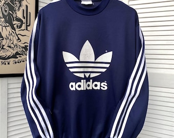 Felpa oversize con logo Adidas Vintage anni '90 e corona grande