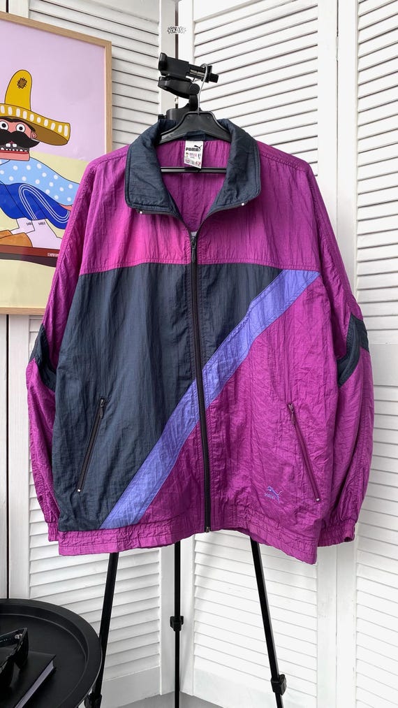 Vintage Puma Track Retro Striped Nylon Jacket 90s 80s Purple - Etsy