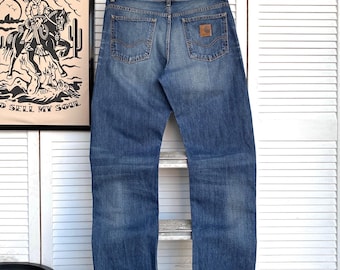 Pantalones Carhartt Wip Texas de mezclilla desgastada, estilo vintage, para hombre, talla 33