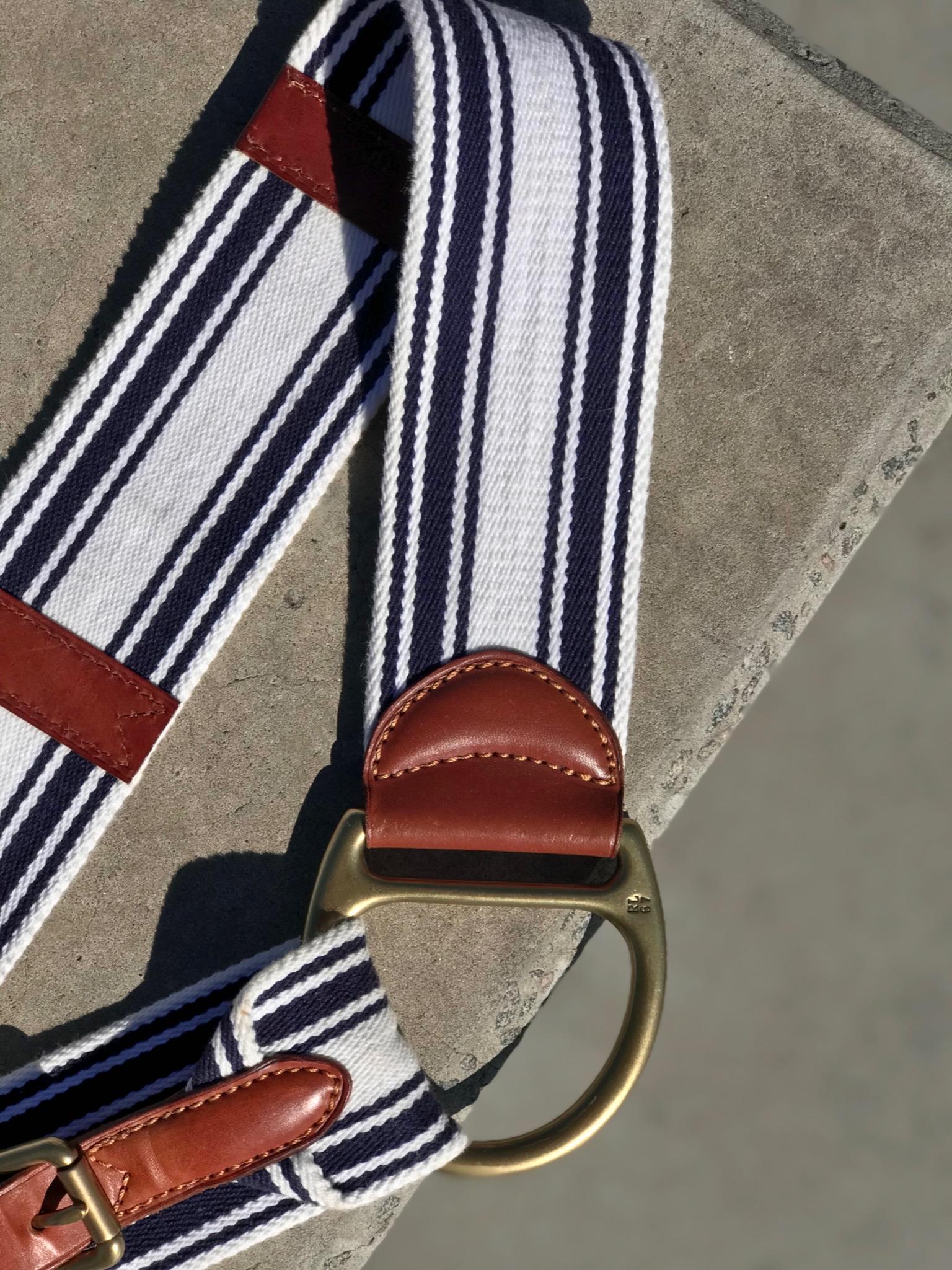 Ralph Lauren Equestrian Vachetta D Ring Striped Waist Belt  display picture 3