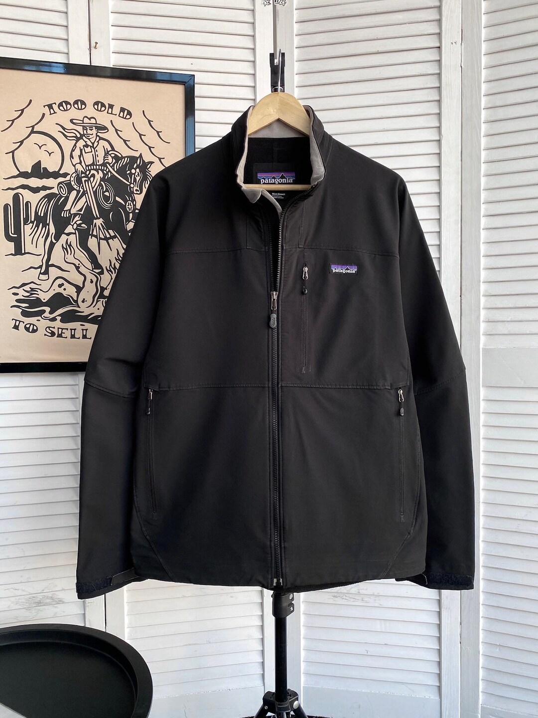 Patagonia Softshell Waterproof Fleece Jacket Black Mens Size L - Etsy