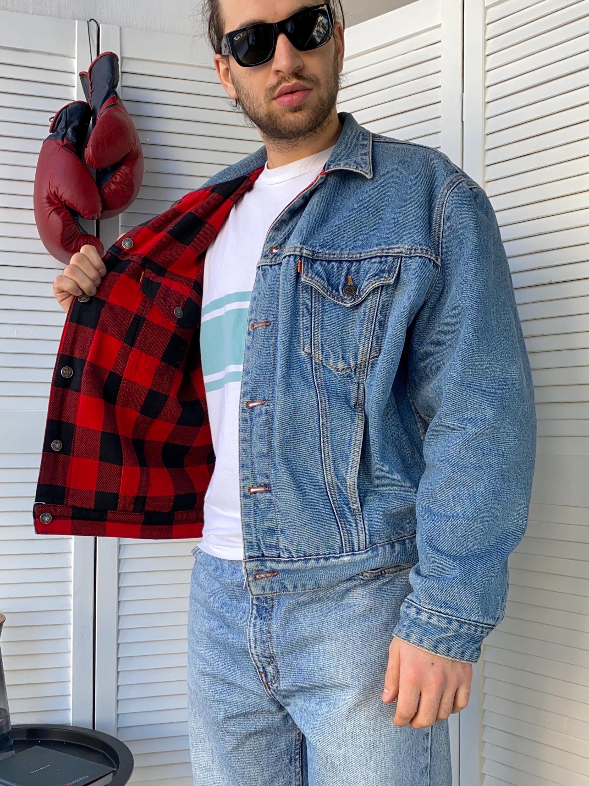 Jeans Jacke Levis Jacke Rot Kariert Levi's Jacke Jeansjacke XS Mit