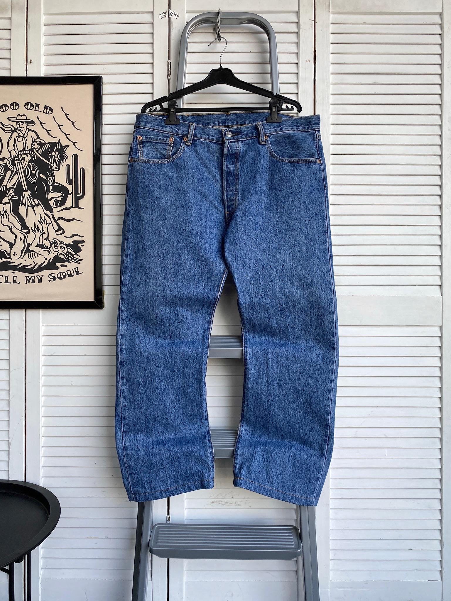 Vintage Levi's 501 Blue Denim Baggy Jeans Pants USA Men's Size W38