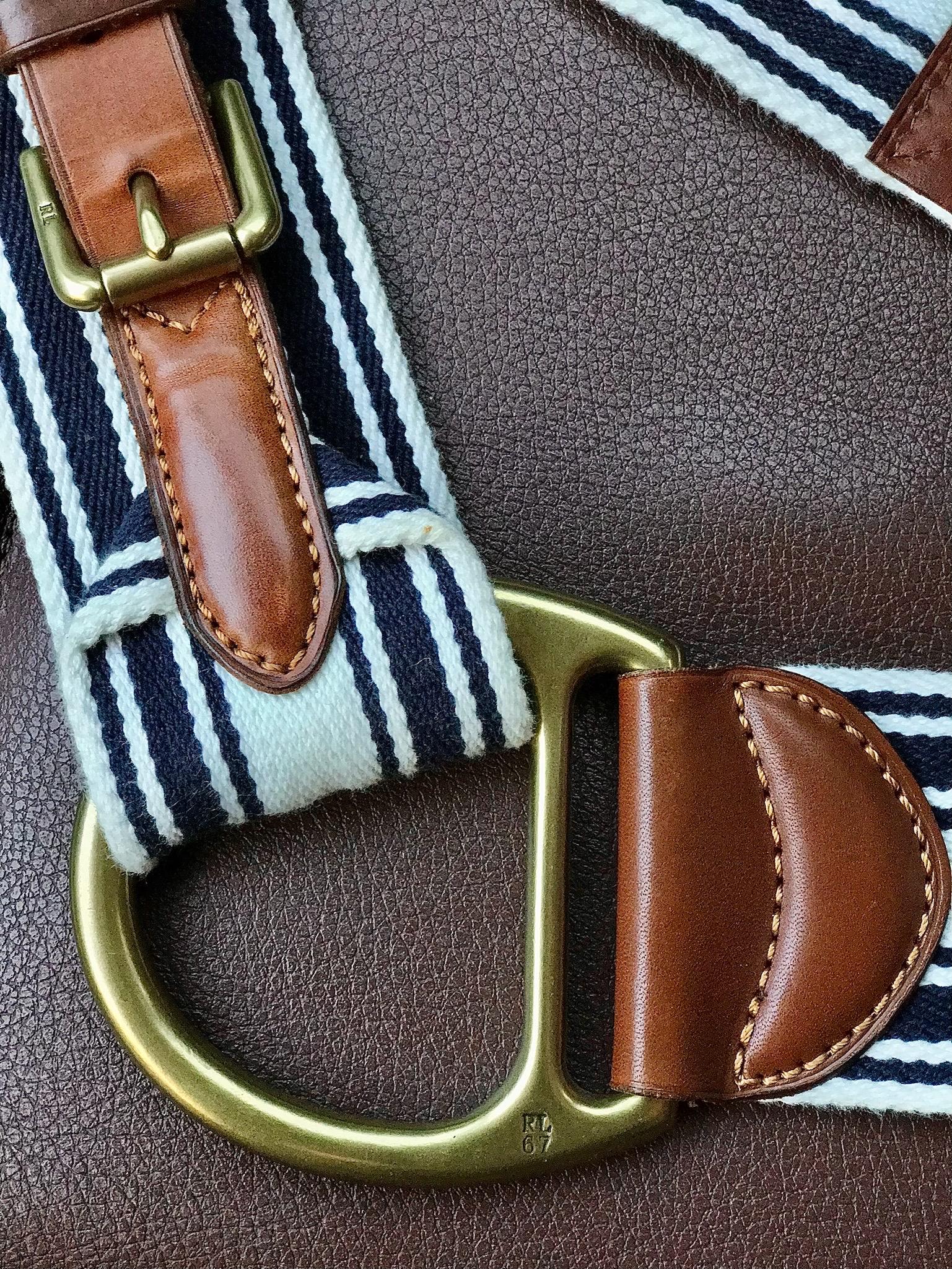 Ralph Lauren Equestrian Vachetta D Ring Striped Belt Ralph Lauren Leather D Ring Belt - Etsy main image 4