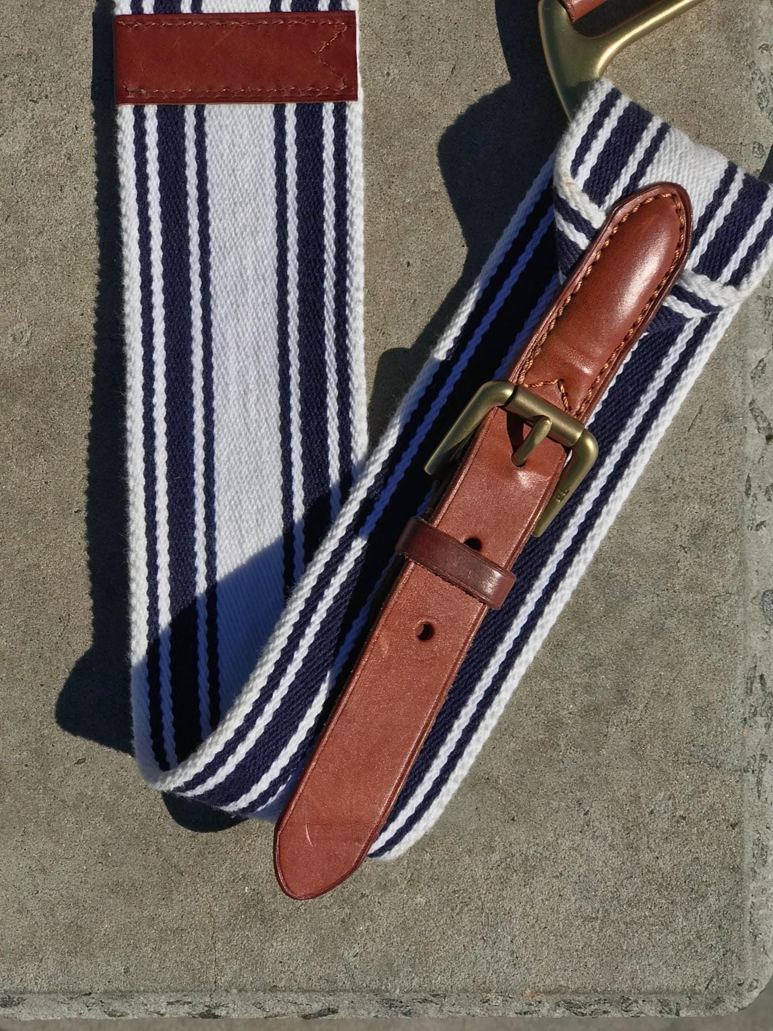 Ralph Lauren Equestrian Vachetta D Ring Striped Waist Belt  display picture 1