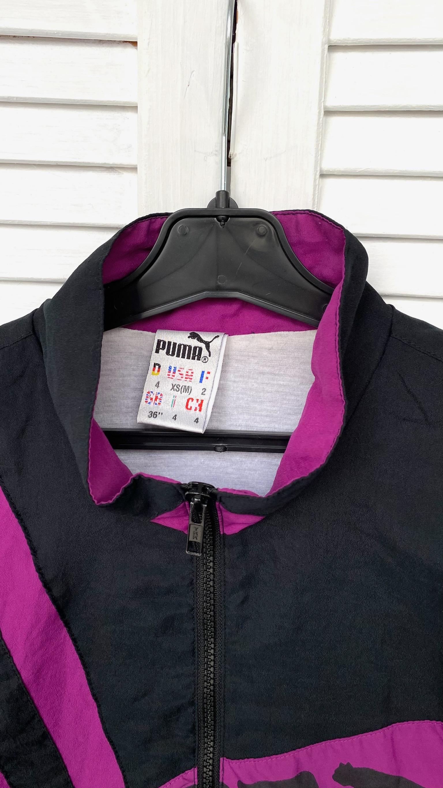 Vintage Puma Track Retro Jacket 90s 80s Black Purple - Etsy