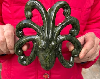 Natuurlijk Nanyu Jade Octopus Rijkdom Decor Kantoor Fortuinornament PL253