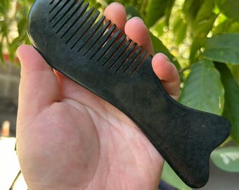 Peine de jade natural para el cabello, peine de cuarzo cristalino para masaje del cuero cabelludo