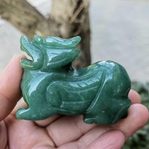 Figura decorativa de Pixiu Pi Yao verde de aventurina, uso de Feng Shui de Pi Xiu de piedra de jade, guardián de curación de cristal para ingresos de buena suerte y riqueza PL042