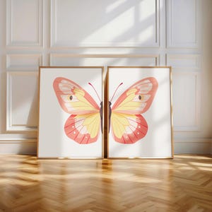 Boho Butterfly Wall Art Set of 2 Prints Nursery Decor Trendy Wall Art Living Room Wall Art Boho Butterfly Digital Print Aesthetic Room Decor