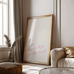 Affiche minimaliste, impression numérique, art mural beige rose, rêve grand, citation motivante imprimable, décoration de dortoir rose mignon à la mode, citation de polices imprimables