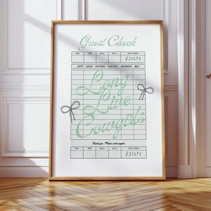 Sage Green Cowgirl Guest Check Poster Long Live Cowgirls Wall Art Western Dorm Decor Trendy Typography Print Preppy Southern Aesthetic Art