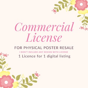 Commercial Poster License For One Listing Poster Resale License Printable Art Resale License