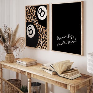 Black Leopard Wall Art Prints Set of 3 Leopard Cheetah Print 8 Ball ...