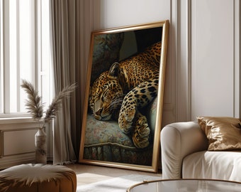 Leopard Wall Art Print Elegant Home Decor Cheetah Print Jungle Poster Minimal Cheetah Art Animal Artwork Modern Poster Bedroom Wall Art