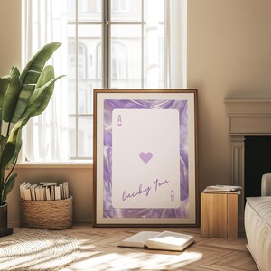 Impression d'art mural holographique pourpre, carte Ace, dortoir ados, affiche déco, décoration murale BCBG, carte porte-bonheur, tendance, impression d'art