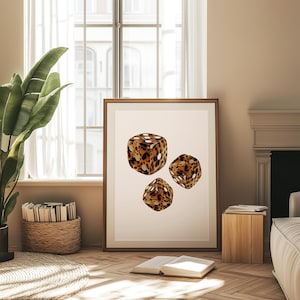 Leopard Print Dice Wall Art Retro Y2K Art Bar Cart Print Leopard Print Trendy Printable Casino Wall Art Funky Room Decor Wall Art Print