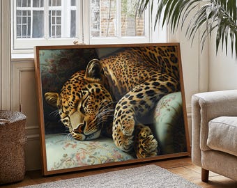 Horizontal Leopard Wall Art Elegant Home Decor Cheetah Print Jungle Poster Minimal Cheetah Art Animal Artwork Modern Poster Bedroom Wall Art