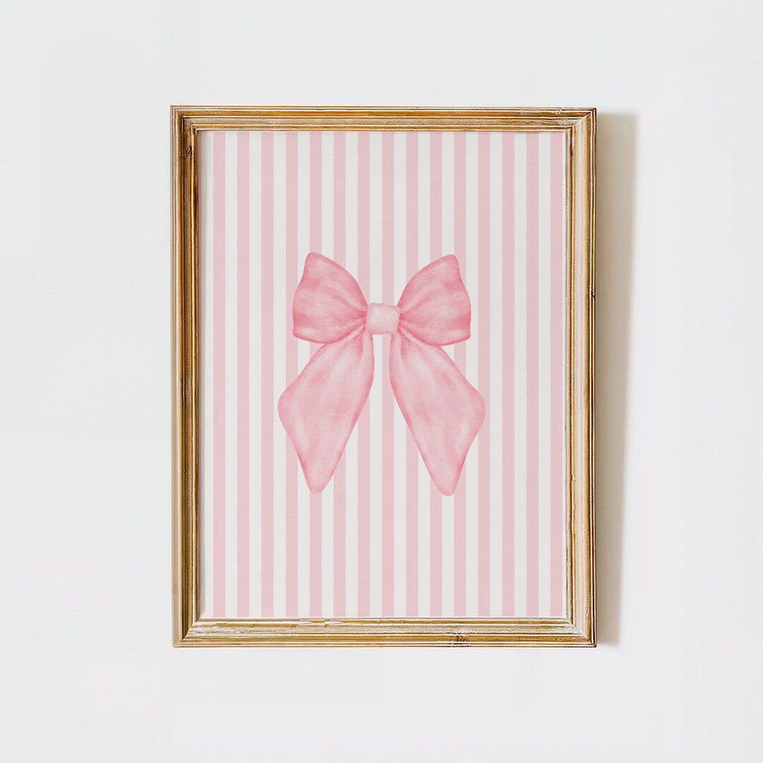 Coquette Room Decor Pink Bow Nursery Print Aesthetic Pink Wall Art ...