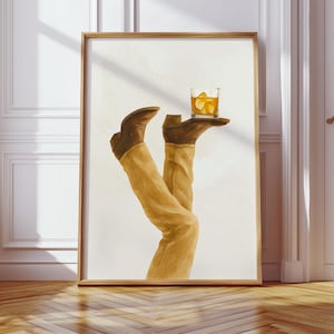 Kowbojskie buty Whiskey Bottoms Up Digital Art Rodeo plakat Neutralny Western Wall Art Bar Cart lub dekoracja sypialni Prezent dla niego Pomysł na prezent ślubny