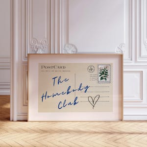 El Club de los Homebody Arte de pared horizontal de moda Arte de pared para dormitorio imprimible Póster de postal vintage Arte para quedarse en la cama Arte digital retro sobre la cama