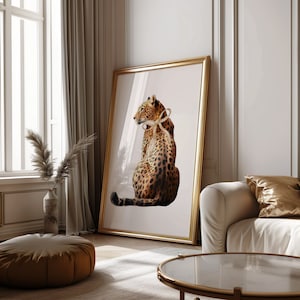 Trendy Leopard Wall Art Print Coquette Aesthetic Print Minimal Cheetah Art Animal Print Poster Bedroom Wall Art Modern Poster Girl Room Art