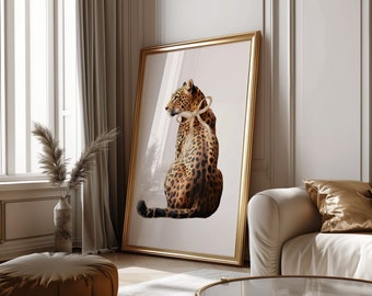 Trendy Leopard Wall Art Print Coquette Aesthetic Print Minimal Cheetah Art Animal Print Poster Bedroom Wall Art Modern Poster Girl Room Art
