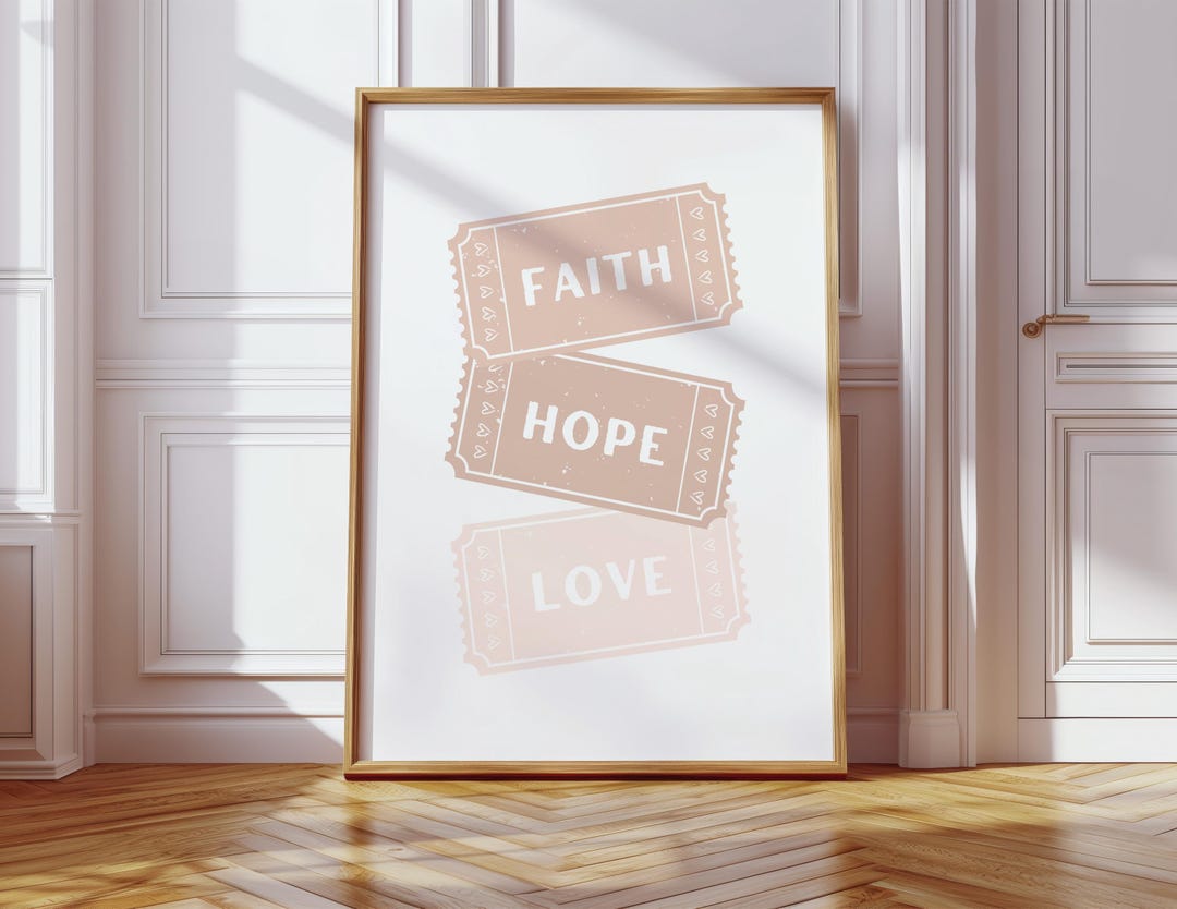 Trendy Christian Wall Art Faith Hope Love Bible Verse Art Beige ...