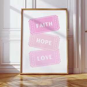 Glaube Hoffnung Liebe Bibel Vers Kunst Rosa Christliche Wandkunst Moderne christliche Bibel Kunst Poster Teenager Mädchen Schlafzimmer Dekor Tickets Druck Wandkunst