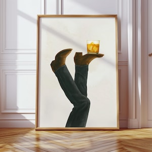 Kowbojskie buty Whiskey Bottoms Up Digital Art Rodeo plakat Western Wall Art Bar Cart lub dekoracja sypialni Prezent dla niego Pomysł na prezent ślubny
