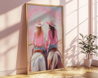 Cowgirl Aesthetic Wall Art Trendy Coastal Cowgirl Poster Dorm Decor Girly Preppy Pink Wall Art Western Cowgirls Print Digital Download