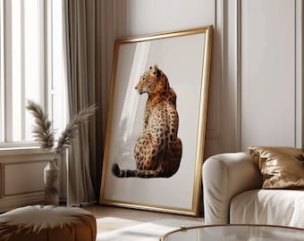 Impression d'art mural léopard tendance décoration d'intérieur impression de guépard affiche de la jungle Art minimal de guépard imprimé animal affiche d'art mural de chambre à coucher affiche moderne
