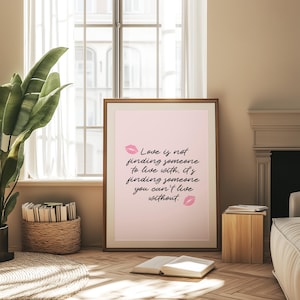 Love Letter Trendy Wall Art Pink Lips Print Love Quote Typography Print Cute Valentines Day Poster Love Poem Retro Wall Art Love Saying Art