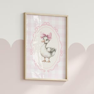 Cute Goose Nursery Print Girl Nursery Decor Goose Pink Bow Poster Silly ...