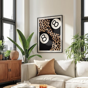 Black Leopard Wall Art Prints Set of 3 Leopard Cheetah Print 8 Ball ...